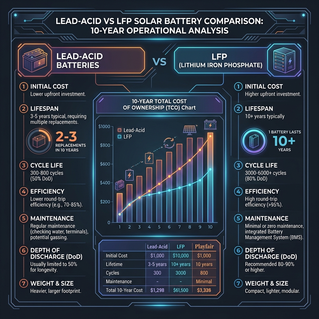 Lead Acid vs LFP: A 10-Year Operational Analysis